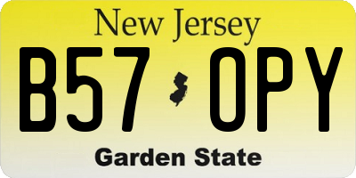 NJ license plate B57OPY