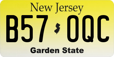 NJ license plate B57OQC