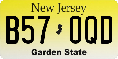 NJ license plate B57OQD