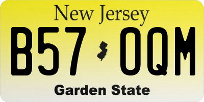 NJ license plate B57OQM