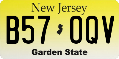 NJ license plate B57OQV