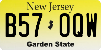 NJ license plate B57OQW