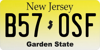 NJ license plate B57OSF