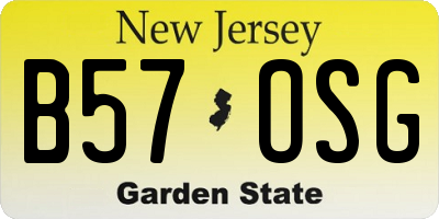 NJ license plate B57OSG
