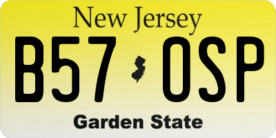 NJ license plate B57OSP
