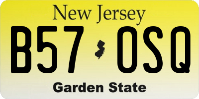 NJ license plate B57OSQ