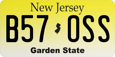 NJ license plate B57OSS