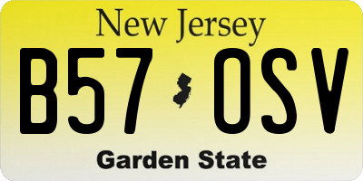 NJ license plate B57OSV
