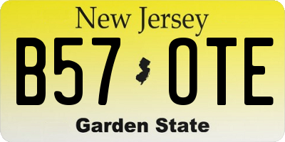 NJ license plate B57OTE
