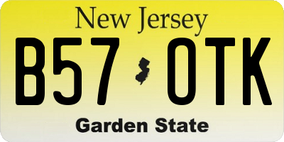 NJ license plate B57OTK