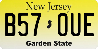 NJ license plate B57OUE