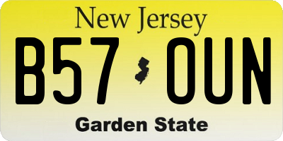 NJ license plate B57OUN