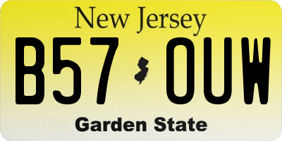 NJ license plate B57OUW