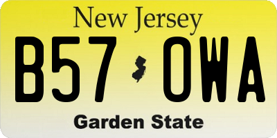 NJ license plate B57OWA