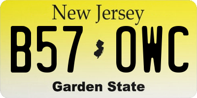 NJ license plate B57OWC
