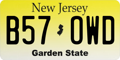 NJ license plate B57OWD