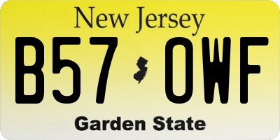 NJ license plate B57OWF