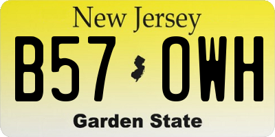 NJ license plate B57OWH