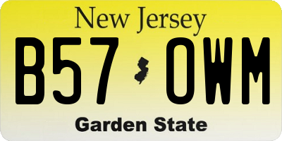 NJ license plate B57OWM