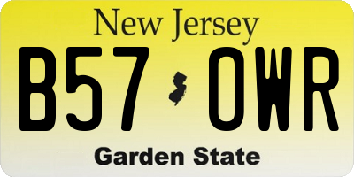 NJ license plate B57OWR