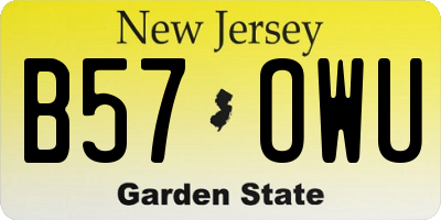 NJ license plate B57OWU