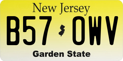 NJ license plate B57OWV