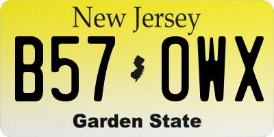NJ license plate B57OWX