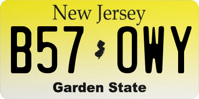 NJ license plate B57OWY