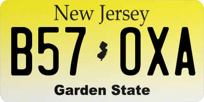 NJ license plate B57OXA