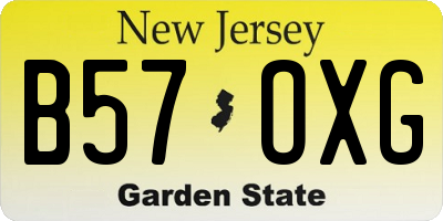 NJ license plate B57OXG