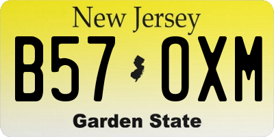 NJ license plate B57OXM