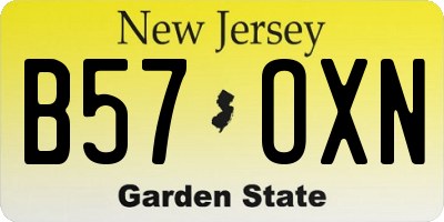NJ license plate B57OXN