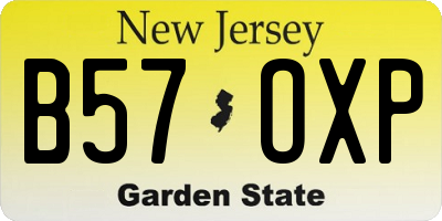 NJ license plate B57OXP