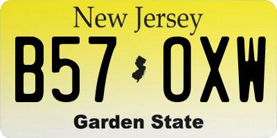NJ license plate B57OXW