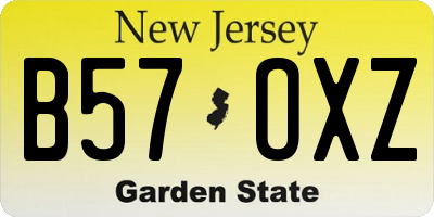 NJ license plate B57OXZ