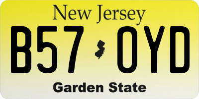 NJ license plate B57OYD
