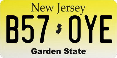 NJ license plate B57OYE