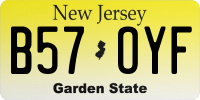 NJ license plate B57OYF