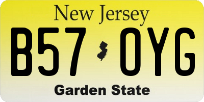 NJ license plate B57OYG