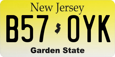 NJ license plate B57OYK
