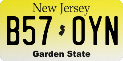 NJ license plate B57OYN