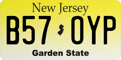 NJ license plate B57OYP