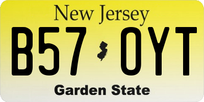 NJ license plate B57OYT