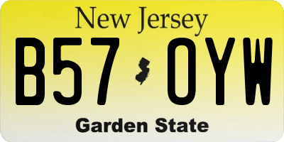 NJ license plate B57OYW