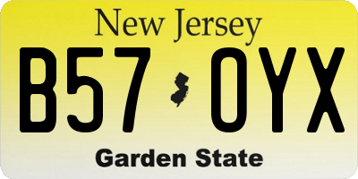 NJ license plate B57OYX