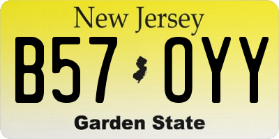 NJ license plate B57OYY