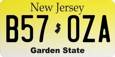NJ license plate B57OZA