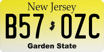 NJ license plate B57OZC