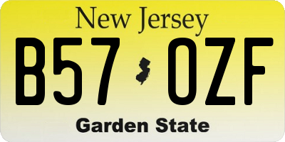 NJ license plate B57OZF