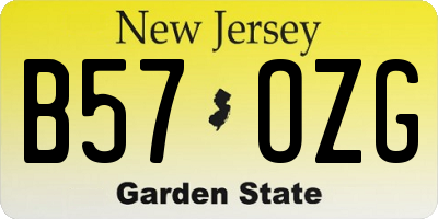 NJ license plate B57OZG